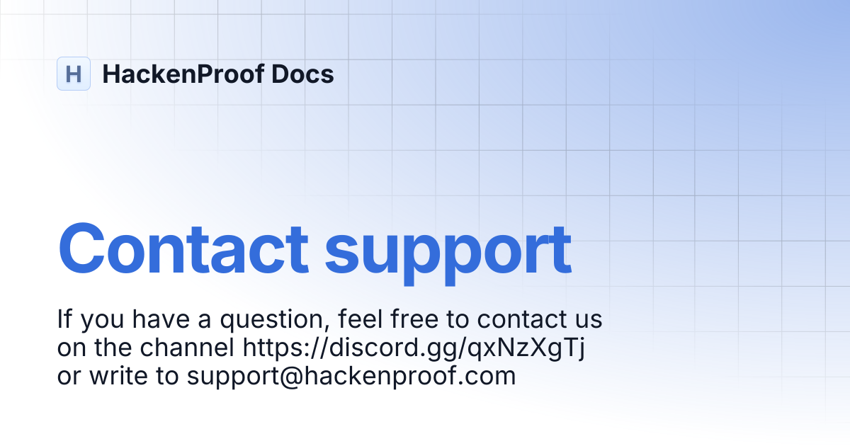 Contact support | HackenProof Docs